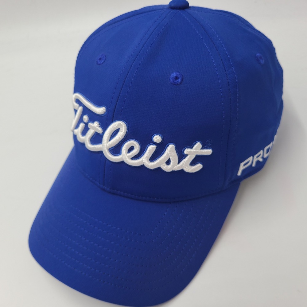 Titleist Hat Strapback Blue White Golf Pro V1 FJ FootJoy Performance Casual Men